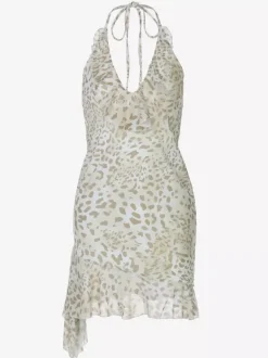 Night Out Dresses Leopard Polyester Leopard Print Sleeveless Halter Asymmetrical Summer Dress