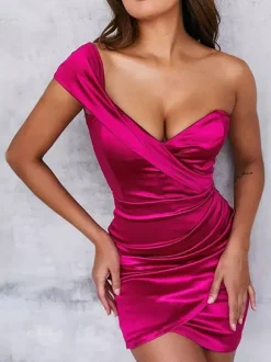 Night Out Dresses Rose Sleeveless V-Neck Irregular Summer Dress