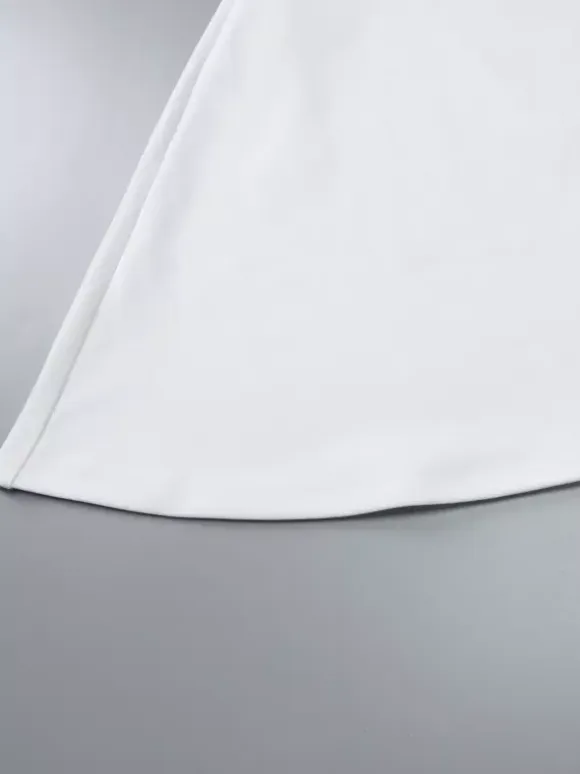 Night Out Dresses White Polyester Two-Tone Sleeveless Strapless Summer Dress