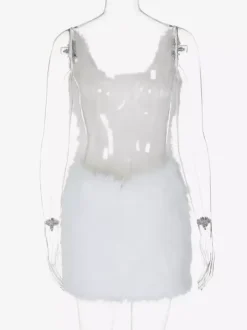 Night Out Dresses White Polyester Sleeveless Straps Neck Summer Dress