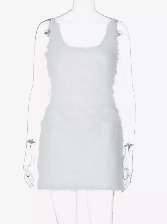 Night Out Dresses White Polyester Sleeveless Straps Neck Summer Dress