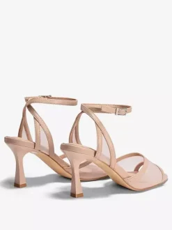 Nude High Heel Sandals Mesh Open Toe Ankle Strap Sandal Shoes For Women