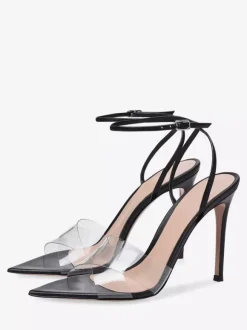 Nude High Heel Sandals Open Toe Transparent Stiletto Heel Dress Shoes