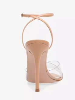 Nude High Heel Sandals Open Toe Transparent Stiletto Heel Dress Shoes