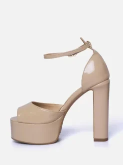 Nude High Heel Sandals Platform Open Toe Ankle Strap Party Prom Shoes