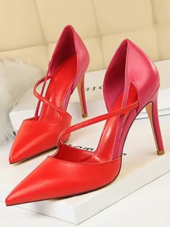 Nude High Heels Women Pointed Toe Strappy Stiletto Pumps