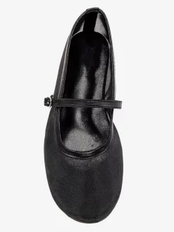 Nude Mesh Ballet Flats Round Toe Slip On Mary Jane Ballerina Flats