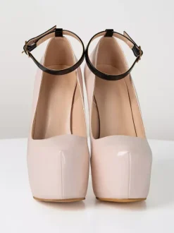 Nude Sexy Shoes Women Platform Almond Ankle Strap Pumps High Heels