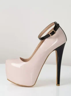 Nude Sexy Shoes Women Platform Almond Ankle Strap Pumps High Heels