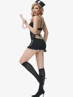 Nurse Costume Spaghetti Straps Backless Sexy Cosplay In Solid Color