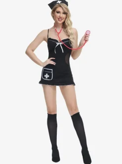Nurse Costume Spaghetti Straps Backless Sexy Cosplay In Solid Color