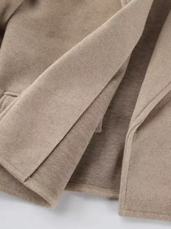 Oatmeal Wide Lapel Women's Short Blazer - Padded Shoulder Boxy Fit Jacket - Chic Spring Street Outfits 2026