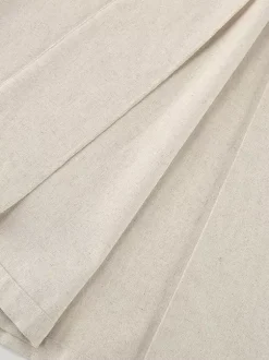Oatmeal Linen Cotton Blend Women's Shirt Dress - Sleeveless Notched Lapel Long Dress With Pocket - Elegant Belted Summer Office Wear 2026