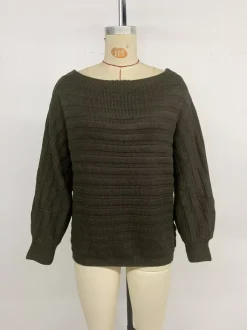 Off Shoulder Loose Fit Long Sleeve Knitted Sweater Top For Women 2026