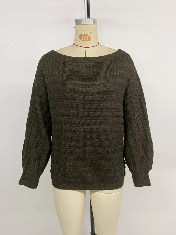 Off Shoulder Loose Fit Long Sleeve Knitted Sweater Top For Women 2026