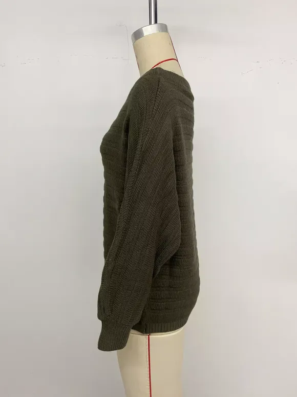 Off Shoulder Loose Fit Long Sleeve Knitted Sweater Top For Women 2026