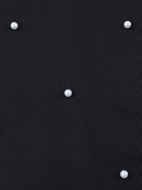 Off Shoulder Women's Maxi Dress - Elegant Pearl Beaded Back Slit Black Bodycon - Spring Party Wear 2026