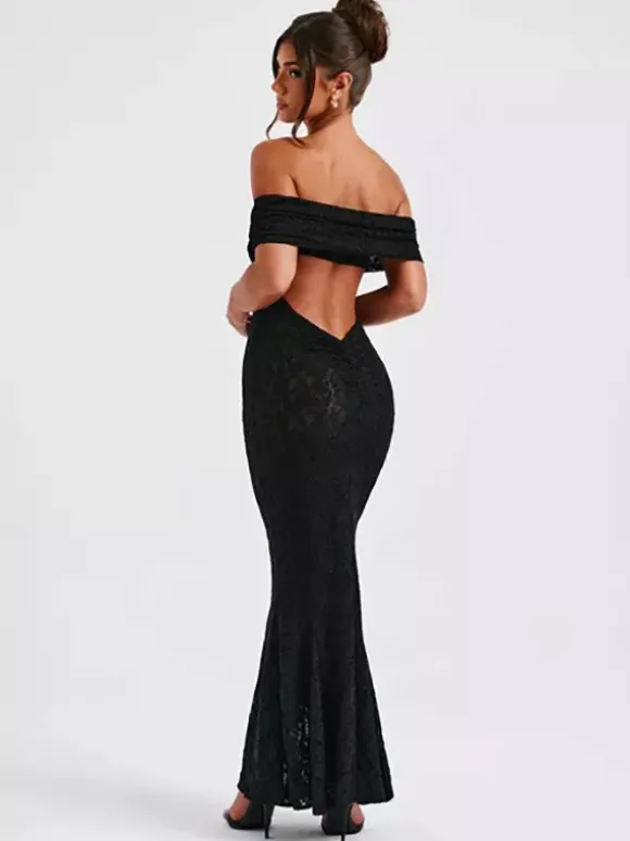 Off Shoulder Lace Backless Mermaid Maxi Party Dress For Women 2026