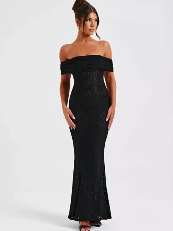 Off Shoulder Lace Backless Mermaid Maxi Party Dress For Women 2026