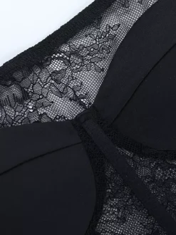 Off Shoulder Lace Corset Blouse For Women - Black Sheer Mesh Long Sleeve Bustier Top - Spring Night Out Clubwear 2026