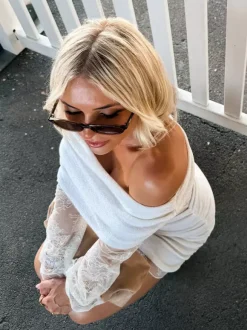 Off Shoulder Lace Long Sleeve Ruched Mini Bodycon Dress For Women 2026