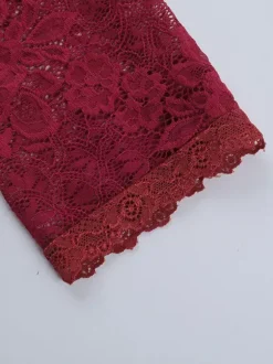 Off Shoulder Lace Patchwork Maxi Dress For Women - Wine Red Long Sleeve Slit Bodycon Gown - Spring Evening Party 2026