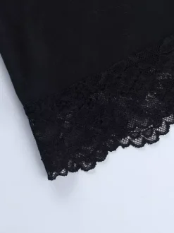 Off Shoulder Lace Trim Crop Top For Women - Long Sleeve Slim Fit Y2K Blouse - Spring Streetwear 2026