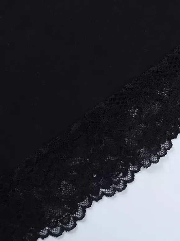 Off Shoulder Lace Trim Crop Top For Women - Long Sleeve Slim Fit Y2K Blouse - Spring Streetwear 2026