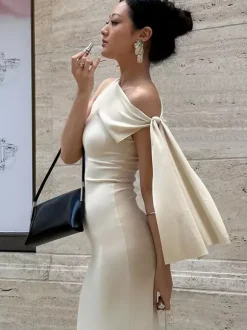 Off Shoulder Maxi Dress For Women - Minimalist Elegant Bodycon Long Dress- Summer Formal Evening Gala 2026