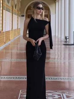 Off Shoulder Maxi Dress For Women - Minimalist Elegant Bodycon Long Dress- Summer Formal Evening Gala 2026