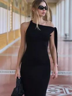 Off Shoulder Maxi Dress For Women - Minimalist Elegant Bodycon Long Dress- Summer Formal Evening Gala 2026