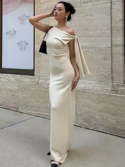 Off Shoulder Maxi Dress For Women - Minimalist Elegant Bodycon Long Dress- Summer Formal Evening Gala 2026