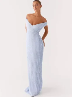 Off Shoulder Maxi Gown For Women - Textured Backless Bodycon Mermaid Dress - Summer Evening Wedding Guest 2026