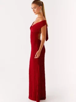 Off Shoulder Maxi Gown For Women - Textured Backless Bodycon Mermaid Dress - Summer Evening Wedding Guest 2026