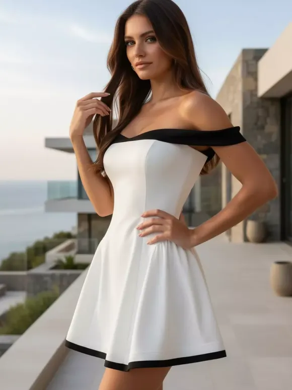 Off-Shoulder Mini Dress Long Sleeves A-Line Sexy Birthday Party Dress For Women 2026