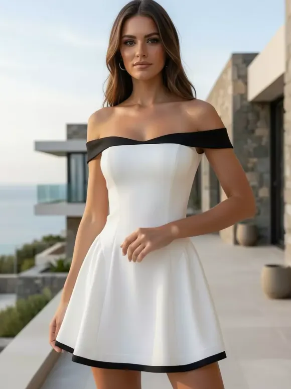 Off-Shoulder Mini Dress Long Sleeves A-Line Sexy Birthday Party Dress For Women 2026