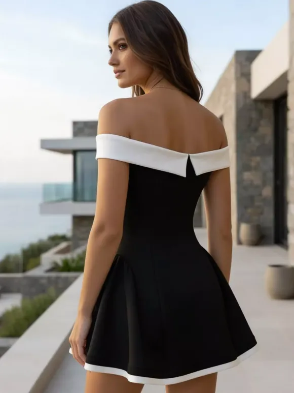 Off-Shoulder Mini Dress Long Sleeves A-Line Sexy Birthday Party Dress For Women 2026