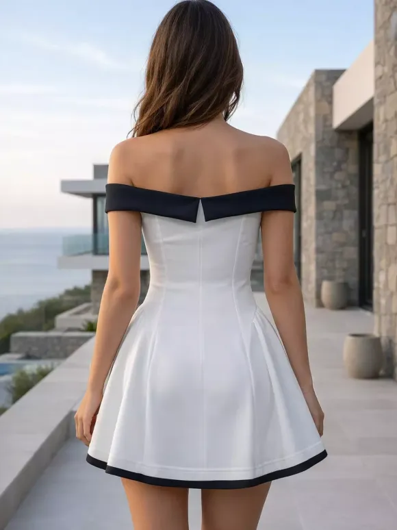 Off-Shoulder Mini Dress Long Sleeves A-Line Sexy Birthday Party Dress For Women 2026