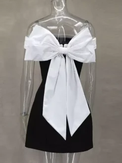 Off-Shoulder Mini Dress With Bow Back A-Line Birthday Party Dress For Women 2026