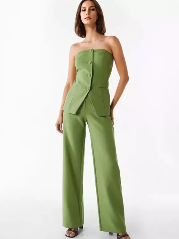 Off The Shoulder Top And Wide Leg Bottoms 2 Pieces Set