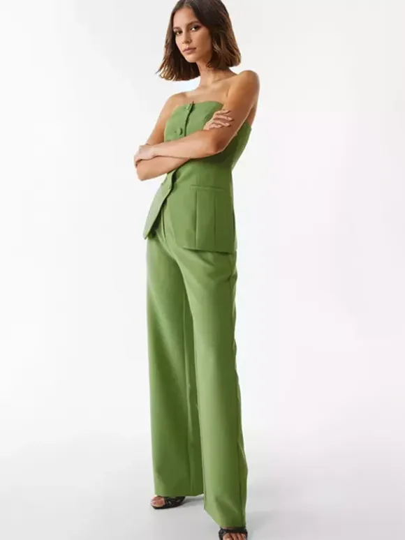 Off The Shoulder Top And Wide Leg Bottoms 2 Pieces Set