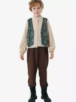 Oktoberfest Costumes For Kids Coffee Brown Set Waistcoat Pants Sets