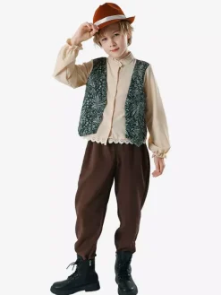 Oktoberfest Costumes For Kids Coffee Brown Set Waistcoat Pants Sets