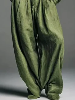 Olive Green 2 Piece Set For Women - Button Down Shirt And Retro High Waist Wide Leg Trouser - Spring Office Casual 2026