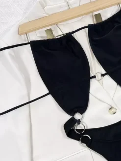 One Piece Swimsuits For Women Black Cut Out Halter Summer Beach Swimming Suits