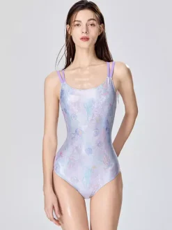 One Piece Swimsuits For Women Silver Straps Neck Summer Sexy Swimwear