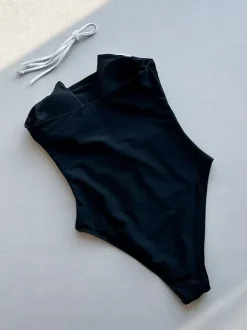 One Piece Swimsuits For Women Black Two-Tone Strapless Summer Beach Swimwear