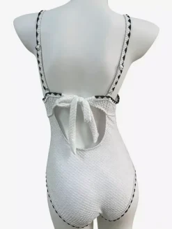 One Piece Swimsuits For Women White Bows Summer Beach Swimwear