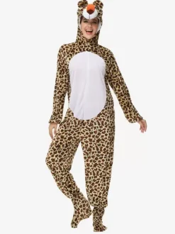 Onesie Kigurumi Pajamas Animal Adult's Leopard Polyester Jumpsuit Kigurumi Costumes
