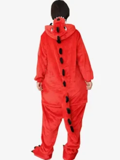 Onesie Kigurumi Pajamas Red Dinosaur Kids Flannel Easy Toilet Winter Sleepwear Mascot Animal Halloween Costume onesie pajamas